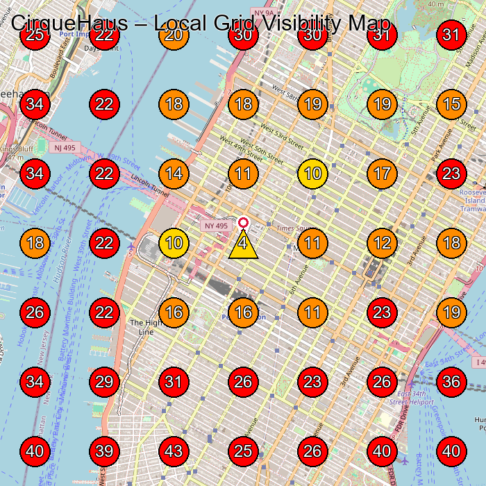 CirqueHaus GeoGrid visibility map for Wholesale Grocer in New York